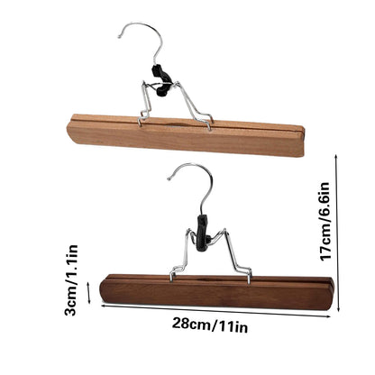 Solid Wood Skirt Clip Hangers 10pcs Non-Slip Flannel 28x17cm Dark Brown