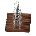 Solid Wood Skirt Clip Hangers 10pcs Non-Slip Flannel 28x17cm Dark Brown - SuperSaverAU - view 6
