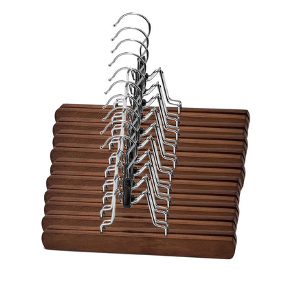 Solid Wood Skirt Clip Hangers 10pcs Non-Slip Flannel 28x17cm Dark Brown