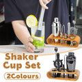Cocktail Shaker Set 750ml Stainless Steel Bar Tools with Bamboo Stand - SuperSaverAU - view 1