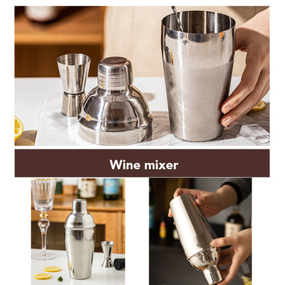Cocktail Shaker Set 750ml Stainless Steel Bar Tools with Bamboo Stand