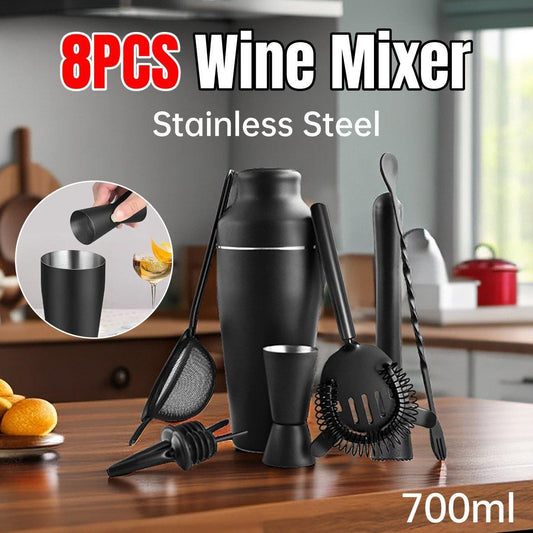 8-Piece Stainless Steel Cocktail Shaker Set - 700ML
