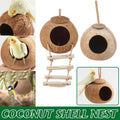 Premium Coconut Shell Bird Nest Bed with Stairs - 13.5-15cm