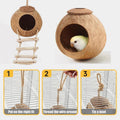Premium Coconut Shell Bird Nest Bed with Stairs - 13.5-15cm