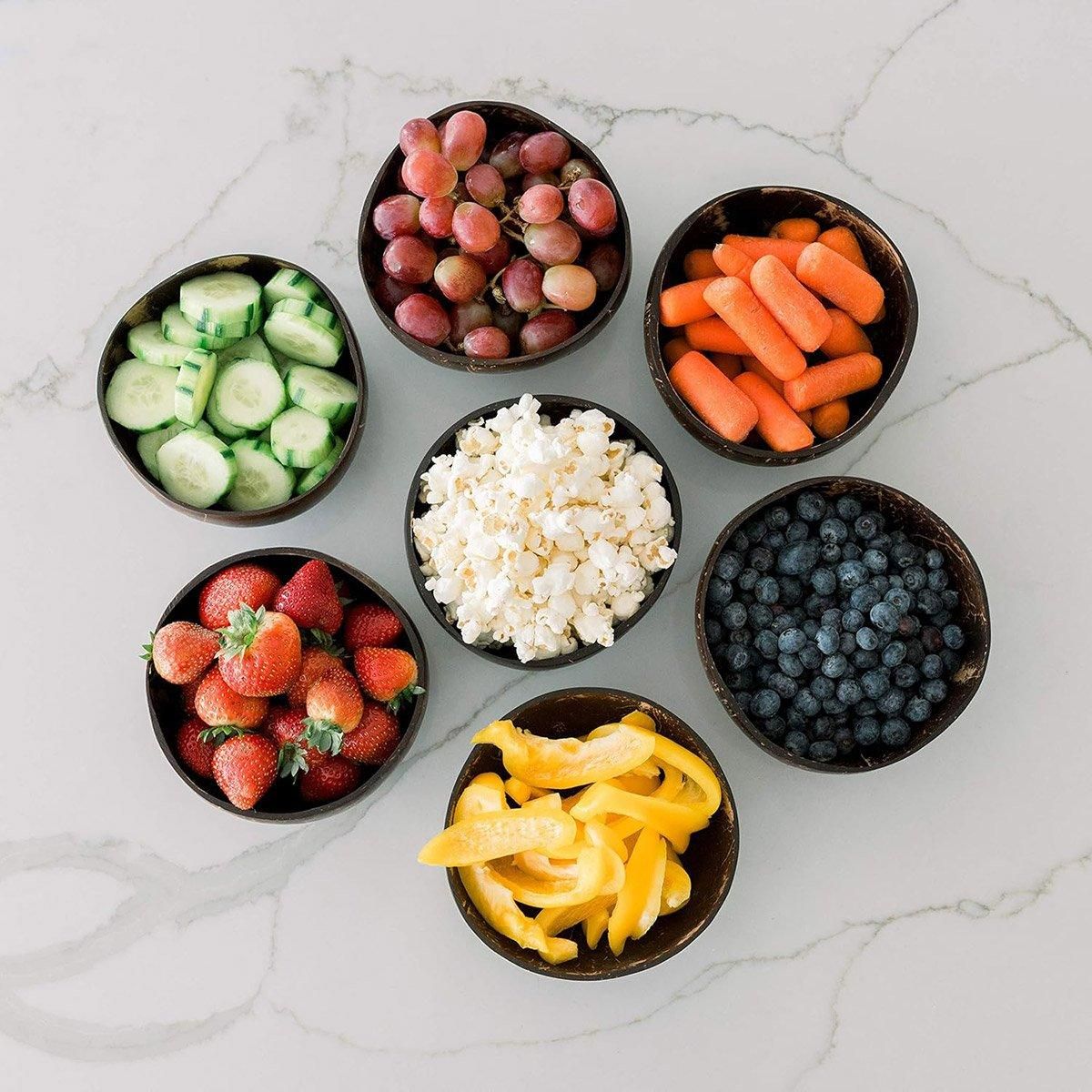 Premium Natural Coconut Shell Bowls – 4 Sets