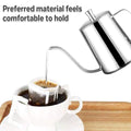 Premium Silver Stainless Steel Gooseneck Hand Drip Coffee Pot Pour Over Kettle