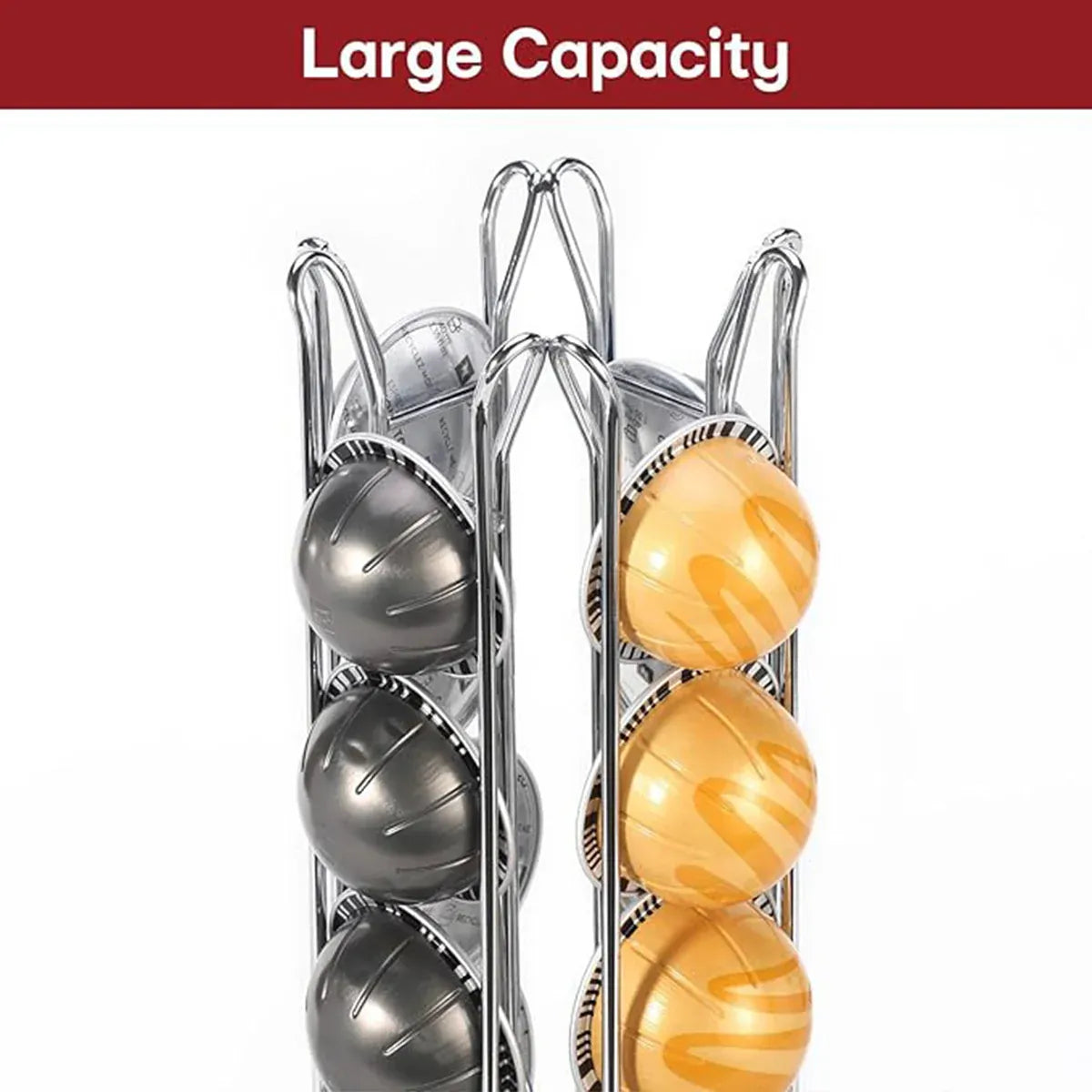 Premium Silver 24 Pod Rotating Coffee Capsule Holder Rack