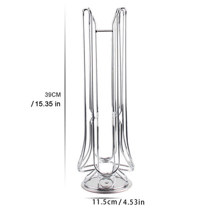 24-Capsule Rotating Coffee Capsule Holder Rack - Silver