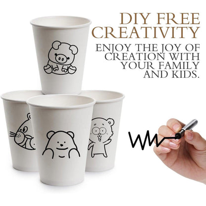 Disposable Coffee Cups 8oz Takeaway Paper Single Wall No Lids - 100pcs (50 Cups No Lids)