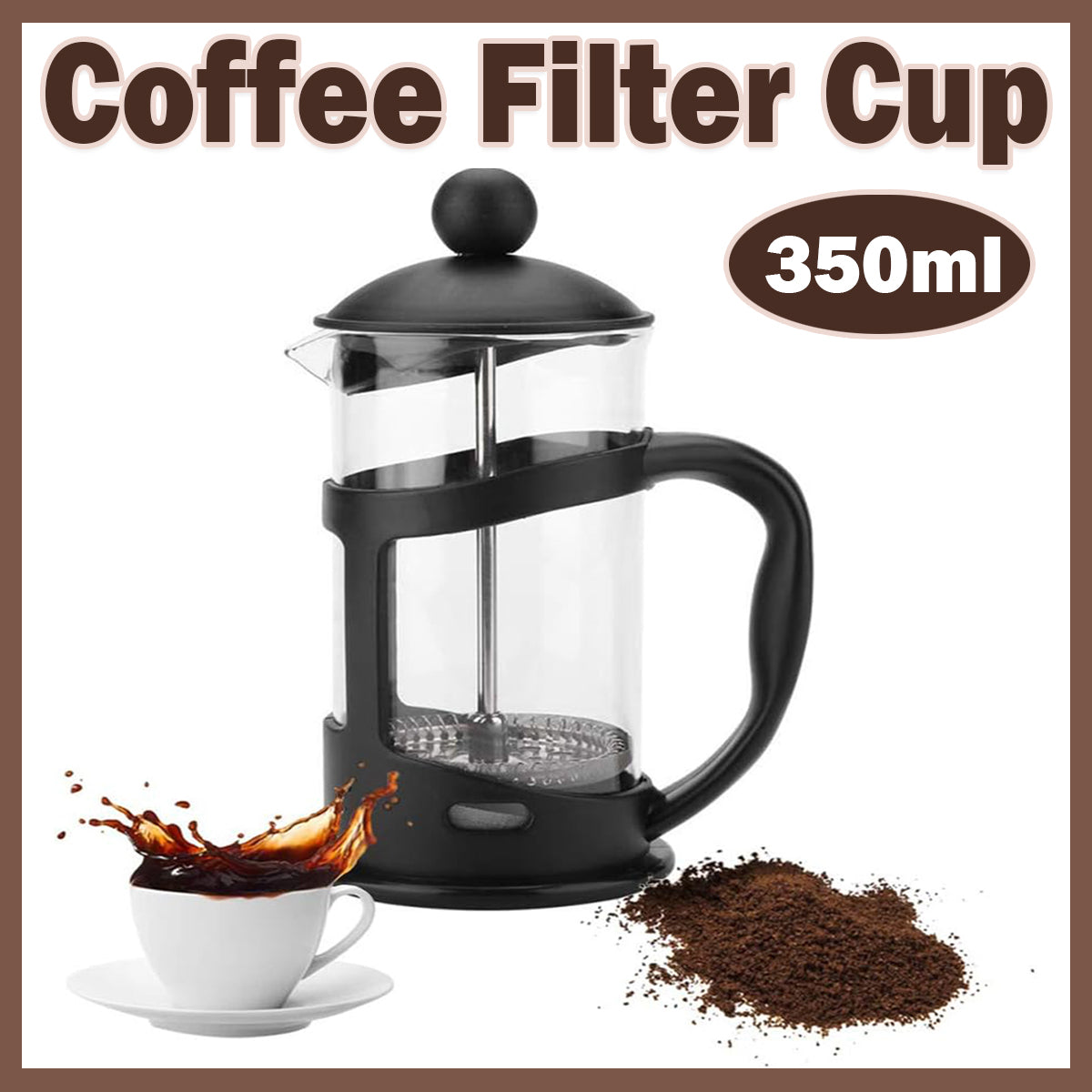 Premium 350ml French Press Coffee Maker with Stainless Steel Filter