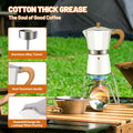 Premium Beige 150ml Portable Stovetop Espresso Coffee Maker with Wood Grain Handle