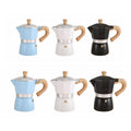 Premium Blue 150ml Portable Stovetop Espresso Coffee Maker with Wood Grain Handle