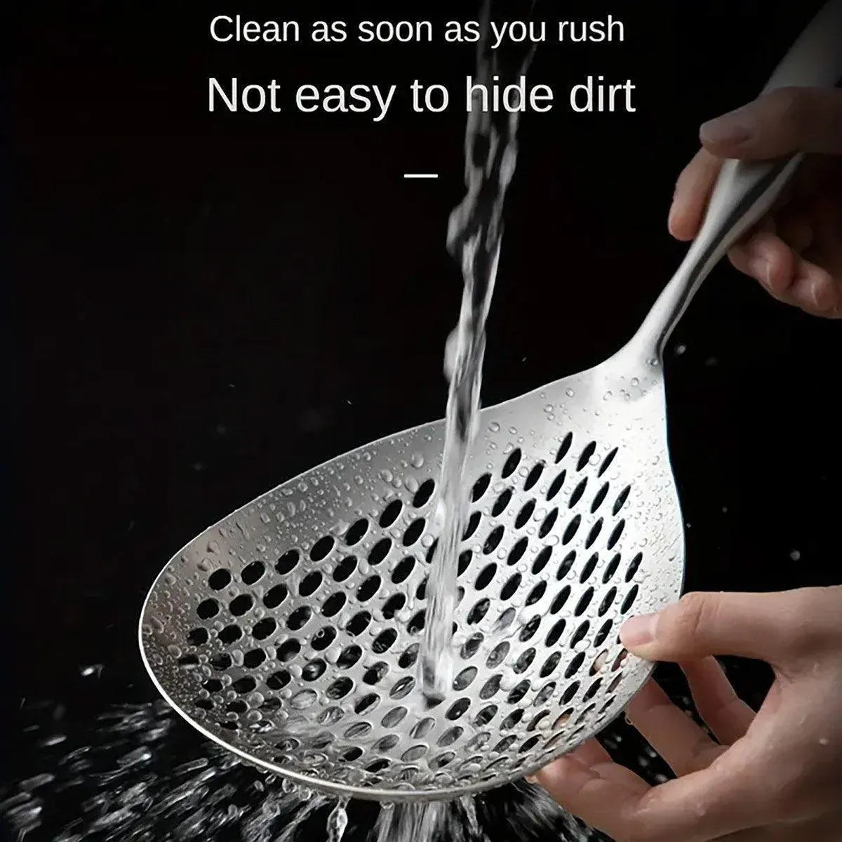 Premium 304 Stainless Steel Colander Strainer Spoon – Long Handle
