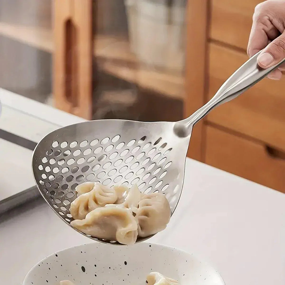 Premium 304 Stainless Steel Colander Strainer Spoon – Long Handle