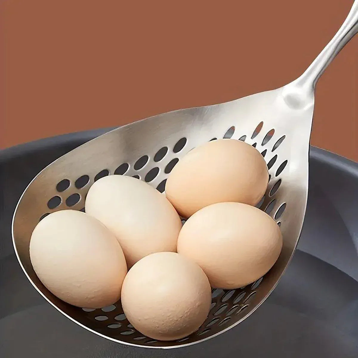 Premium 304 Stainless Steel Colander Strainer Spoon – Long Handle