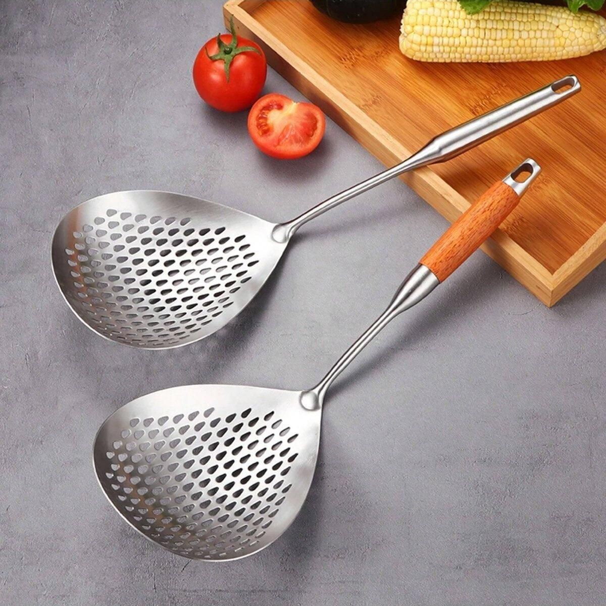Premium 304 Stainless Steel Colander Strainer Spoon – Long Handle