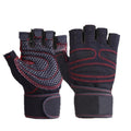 Aolikes Fingerless Weight Lifting Gloves with Anti-Skid Palm & Wrist Wrap - XL Red
