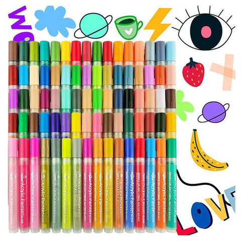 Flysea Acrylic Paint Pens Set, 12-80 Colours, 0.7mm Fine & 2-3mm Medium Tips - SuperSaverAU - view 2