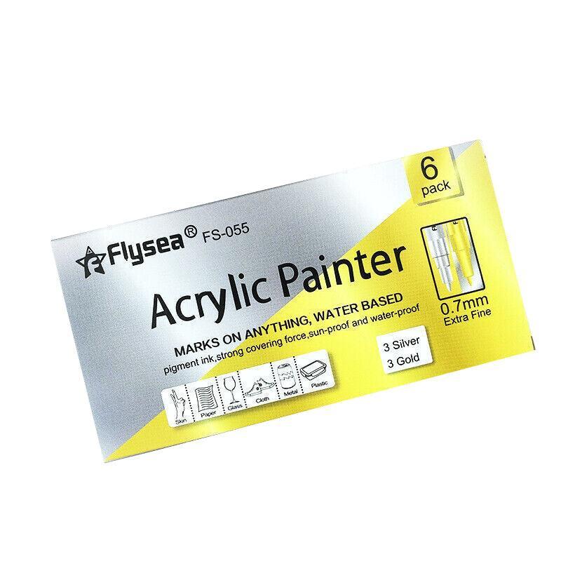 Flysea Acrylic Paint Pens Set, 12-80 Colours, 0.7mm Fine & 2-3mm Medium Tips