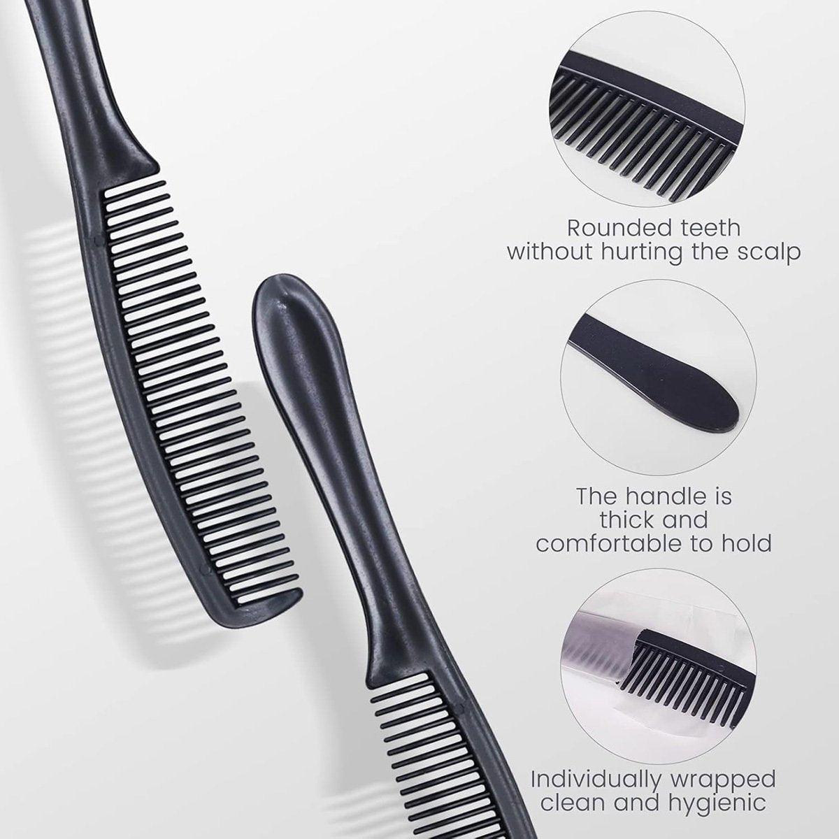 50PCS Individually Wrapped Combs - Black, 18cm, Ergonomic Handle for Hotels & Restaurants - SuperSaverAU - view 5