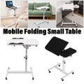 Adjustable Folding Computer Desk Stand Floor-Standing Movable Bedside Table - White - SuperSaverAU - view 1