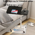Adjustable Folding Computer Desk Stand Floor-Standing Movable Bedside Table - White - SuperSaverAU - view 5