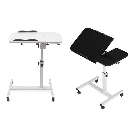 Adjustable Folding Computer Desk Stand Floor-Standing Movable Bedside Table - Black - SuperSaverAU - view 2