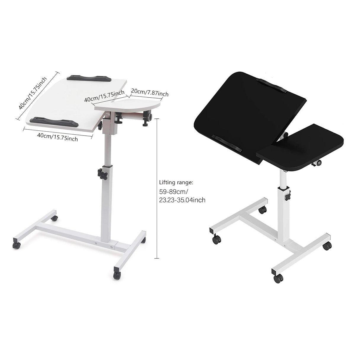 Adjustable Folding Computer Desk Stand Floor-Standing Movable Bedside Table - Black - SuperSaverAU - view 3