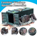Aquarium Wreckage Container Decoration, 21x25x12.5 cm, Grey, Hiding Spots for Fish & Shrimp - SuperSaverAU - view 1