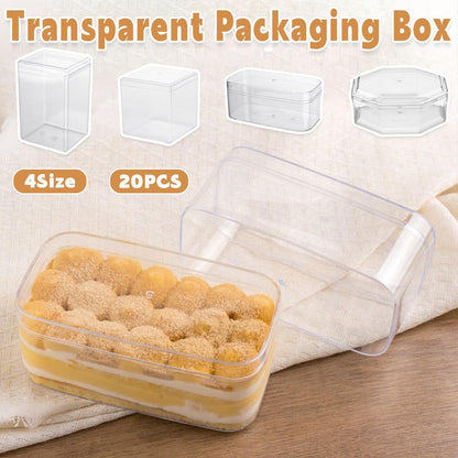 20pcs Transparent Biscuit Box Set - 5.5x9.5cm Cake Storage