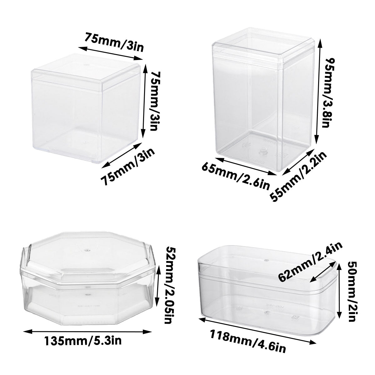 20pcs Transparent Biscuit Box Set - 5.5x9.5cm Cake Storage