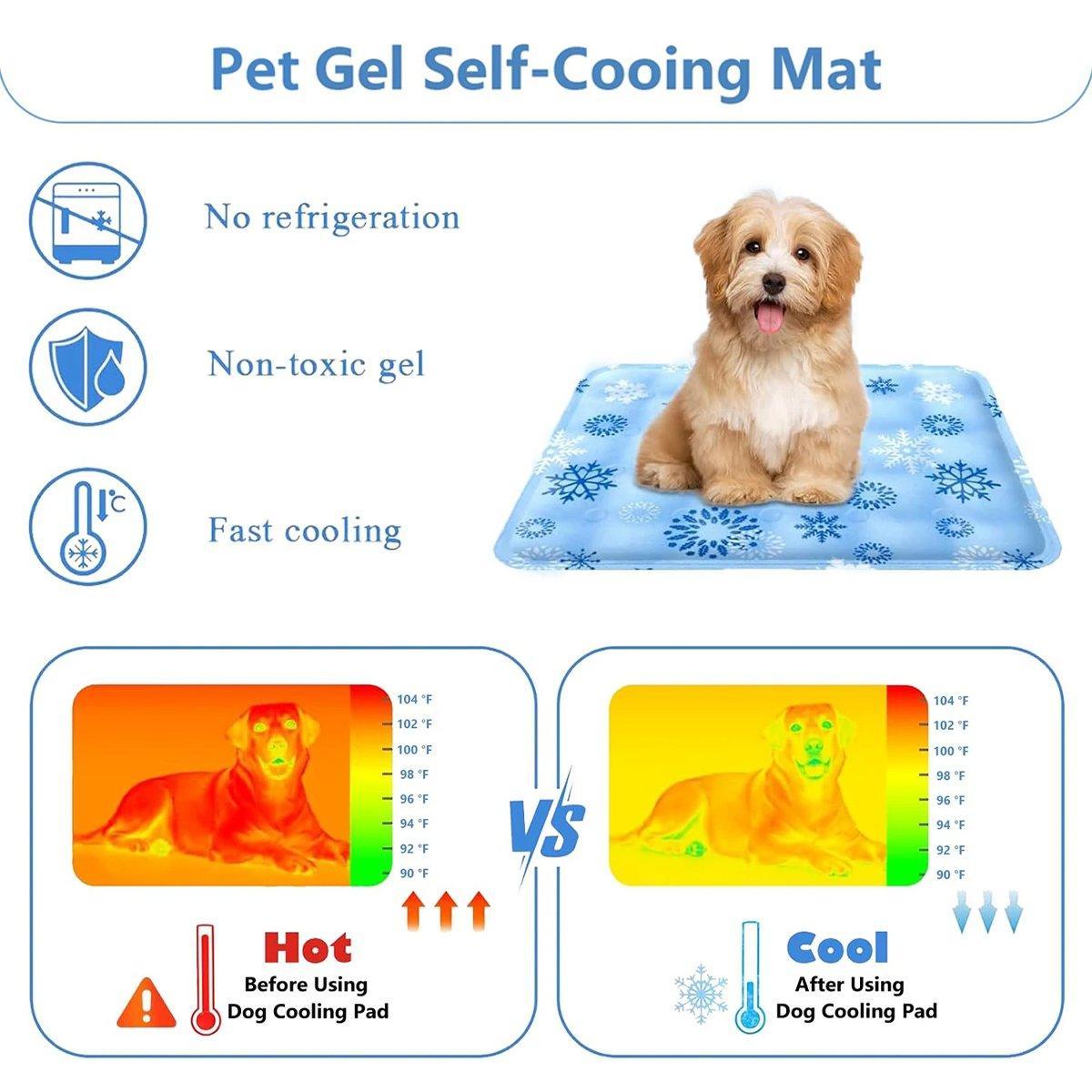 Cooling Ice Mat for Pets - Non-Toxic Gel, Portable, 60x90cm - Grey