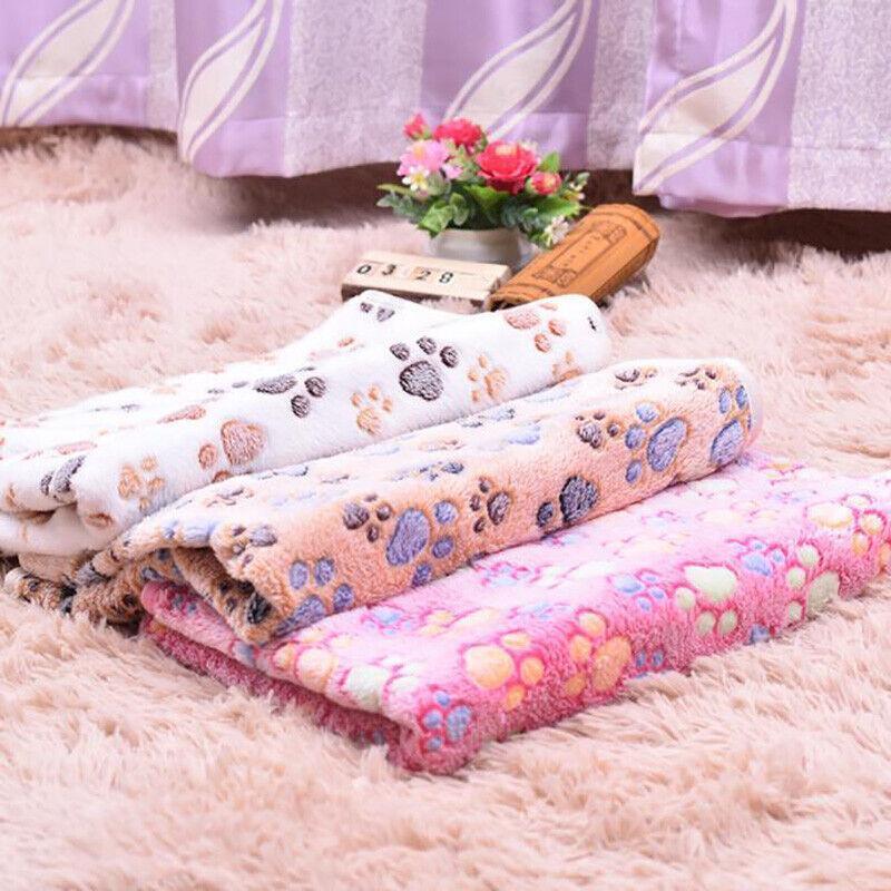 Premium Paw Print Fleece Pet Blanket - Pink Large