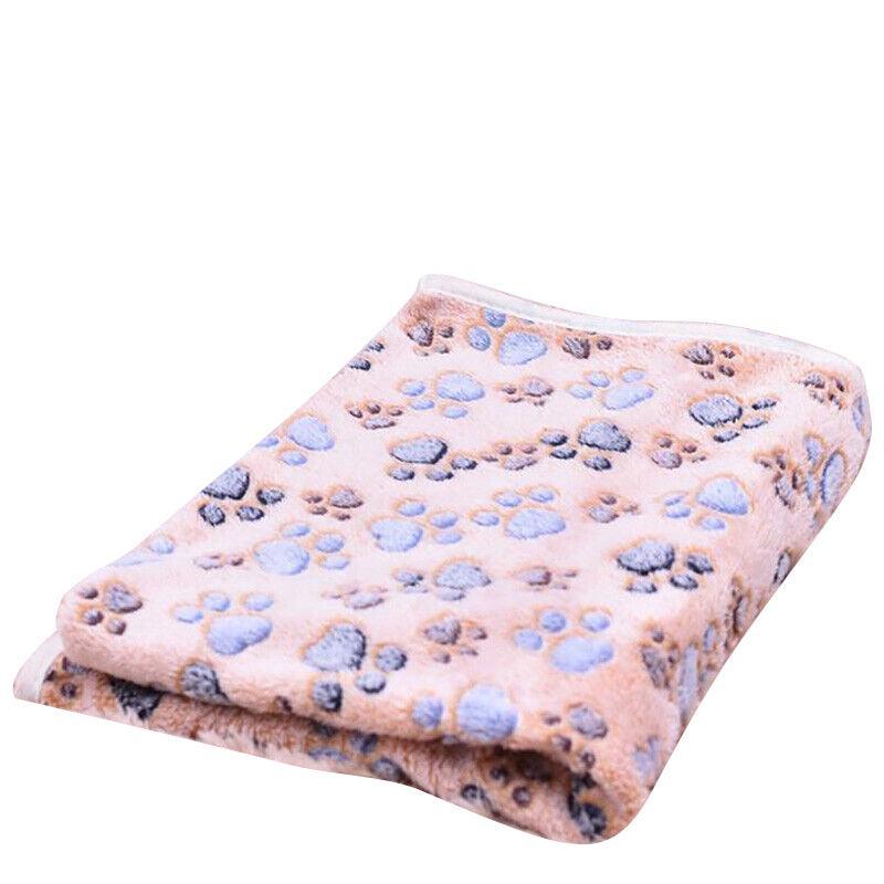Premium Paw Print Fleece Pet Blanket - Pink Large
