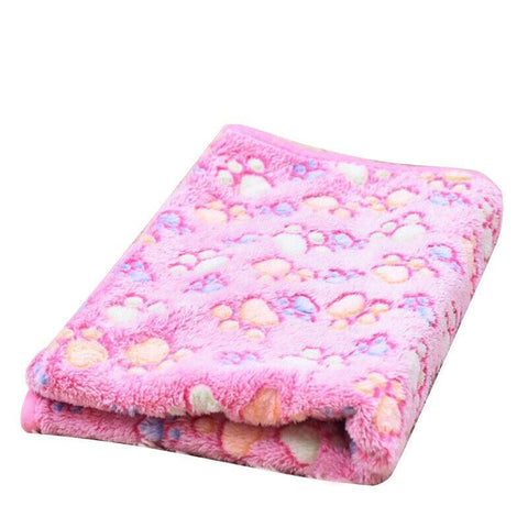 Premium Paw Print Fleece Pet Blanket - Pink Large