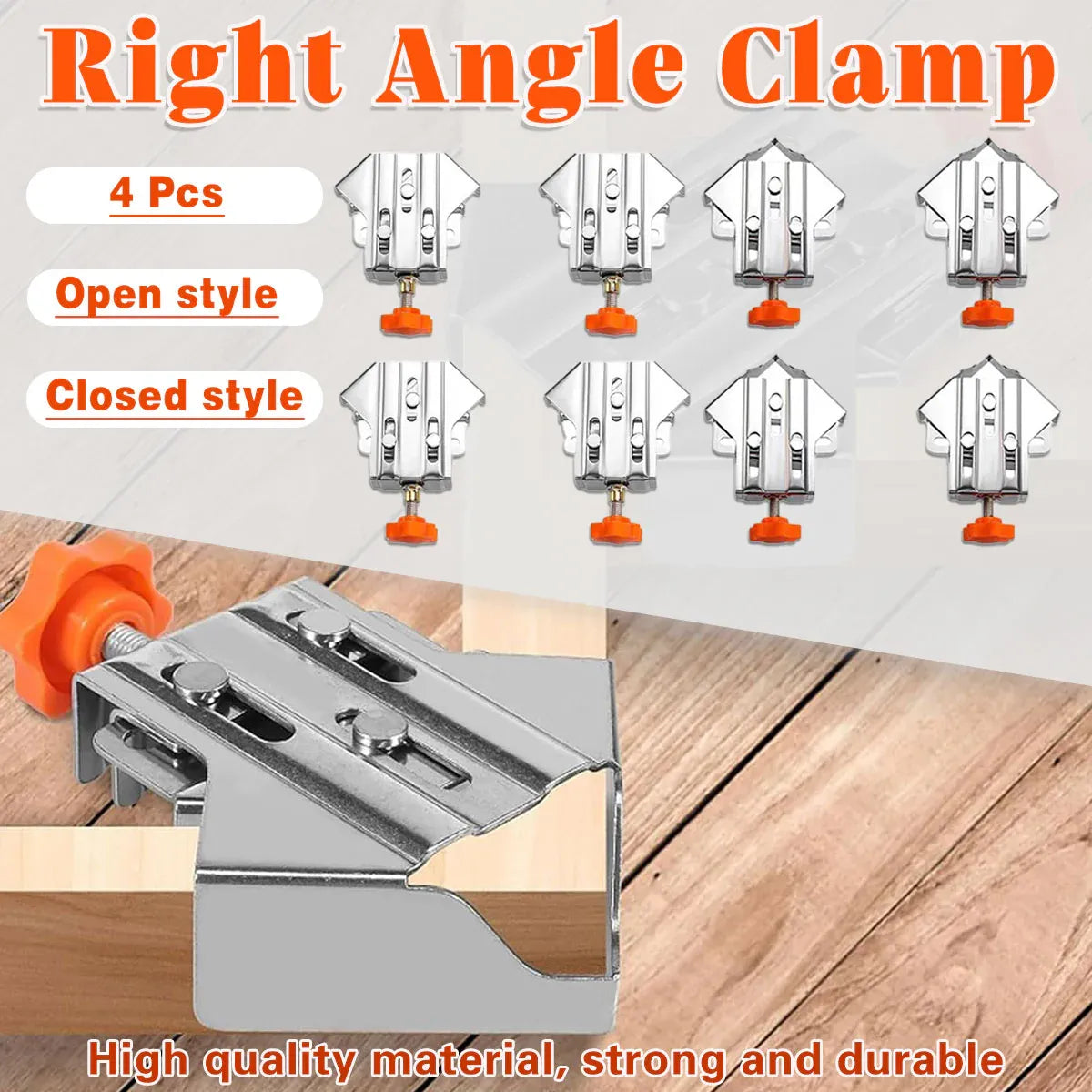 Premium 90° Right Angle Clamp Set – Closed Style 4 Pack