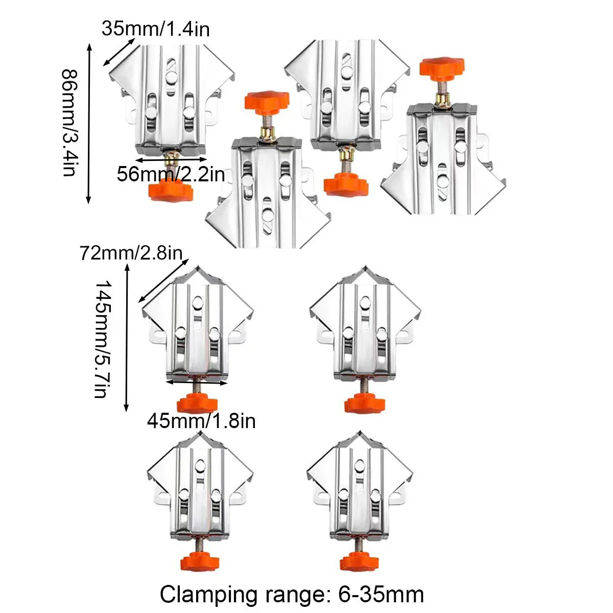 Premium 90° Right Angle Clamp Set – Closed Style 4 Pack