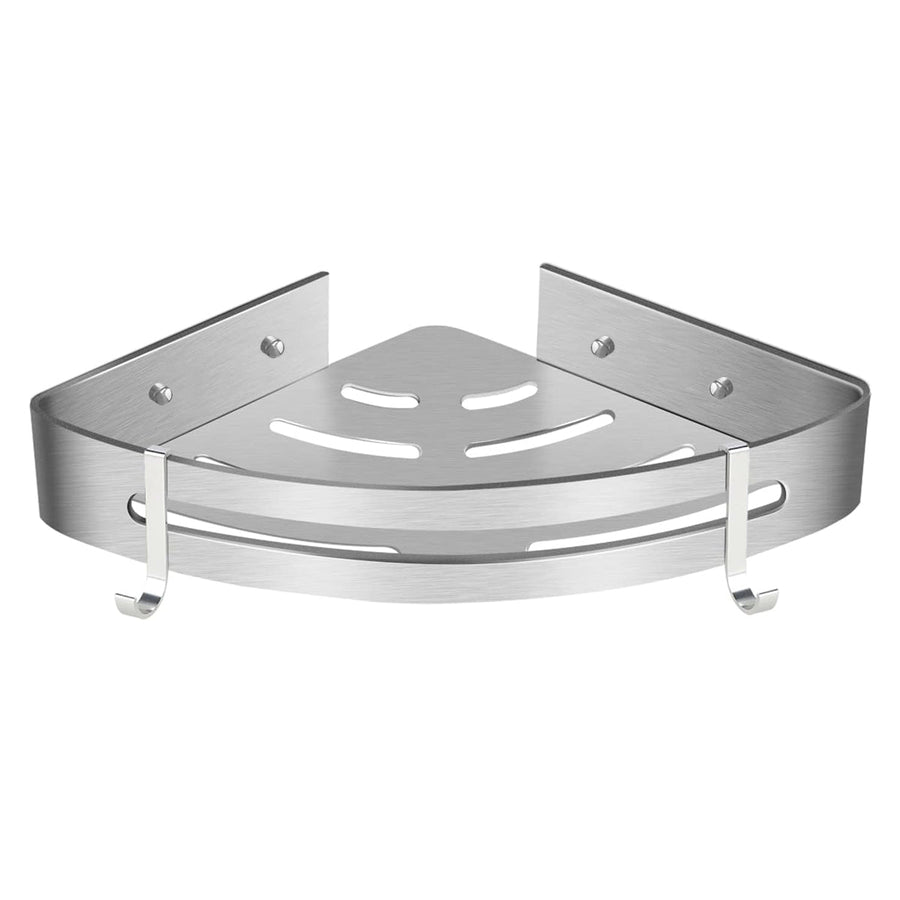 Premium Wall Mounted Stainless Steel Corner Shower Shelf with Rod Single Layer