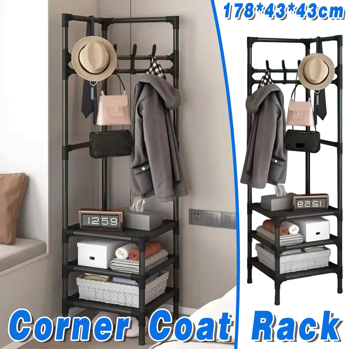 70-Inch Floor Standing Corner Coat Rack - Multifunctional Storage Organizer