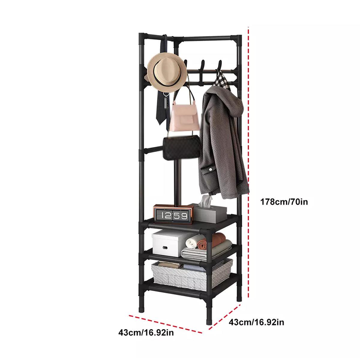 70-Inch Floor Standing Corner Coat Rack - Multifunctional Storage Organizer