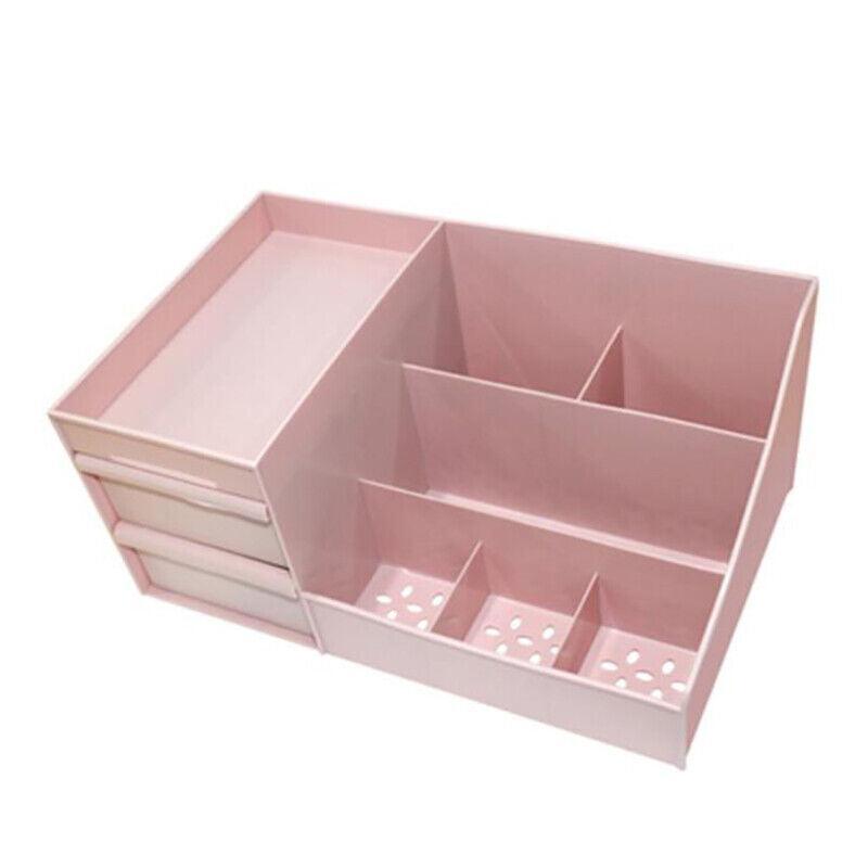 Premium Pink Cosmetic Makeup Organiser with Drawers and Open Storage Compartments