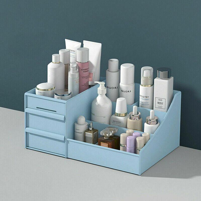 Premium White Cosmetic Makeup Organiser with Drawers and Open Storage Compartments