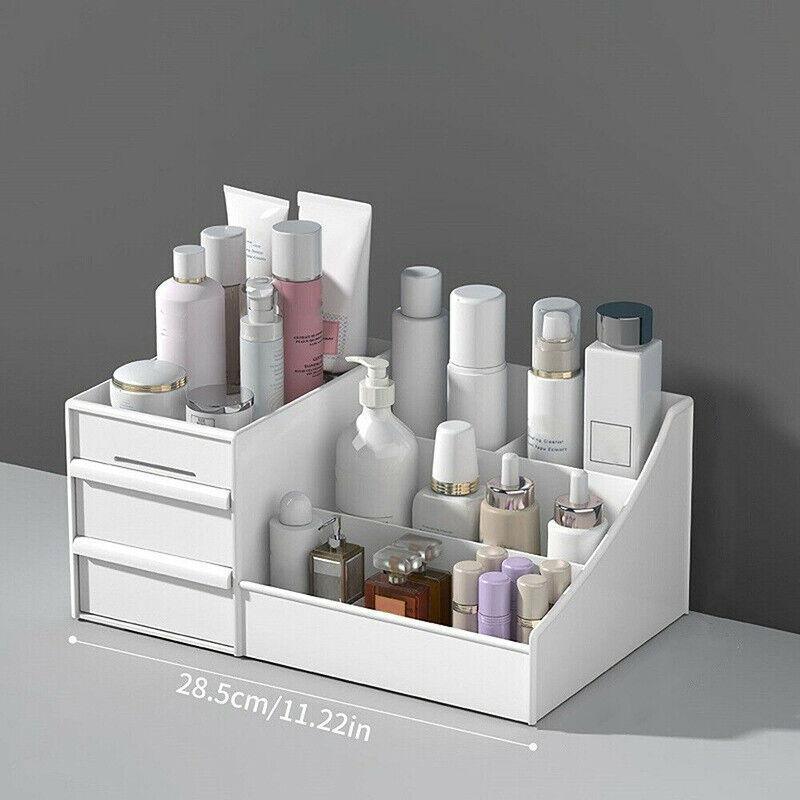 Premium White Cosmetic Makeup Organiser with Drawers and Open Storage Compartments