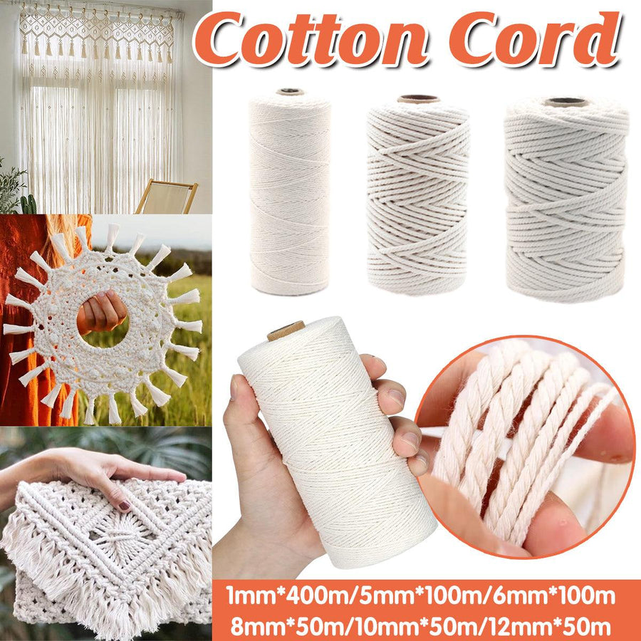 Cotton Rope Macrame Cord 12mm x 50m, Natural Cotton, DIY Craft, Binding String - SuperSaverAU - view 1