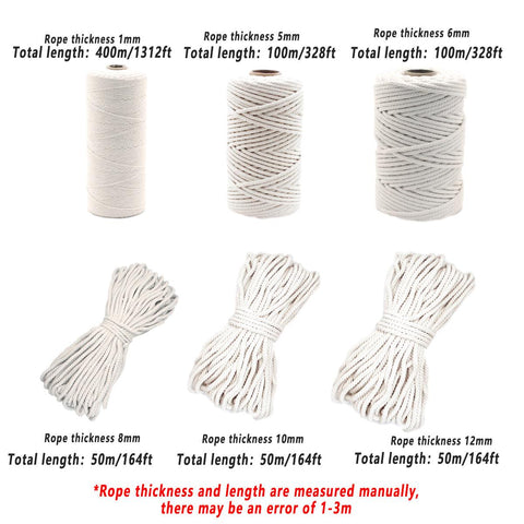 Natural Cotton Rope 6mm x 100m for Macrame, DIY Craft, and Home Décor - SuperSaverAU - view 2