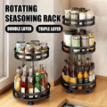 Premium Rotating Spice Rack – Black Adjustable Double Layer