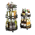 Premium Rotating Spice Rack – Black Adjustable Double Layer