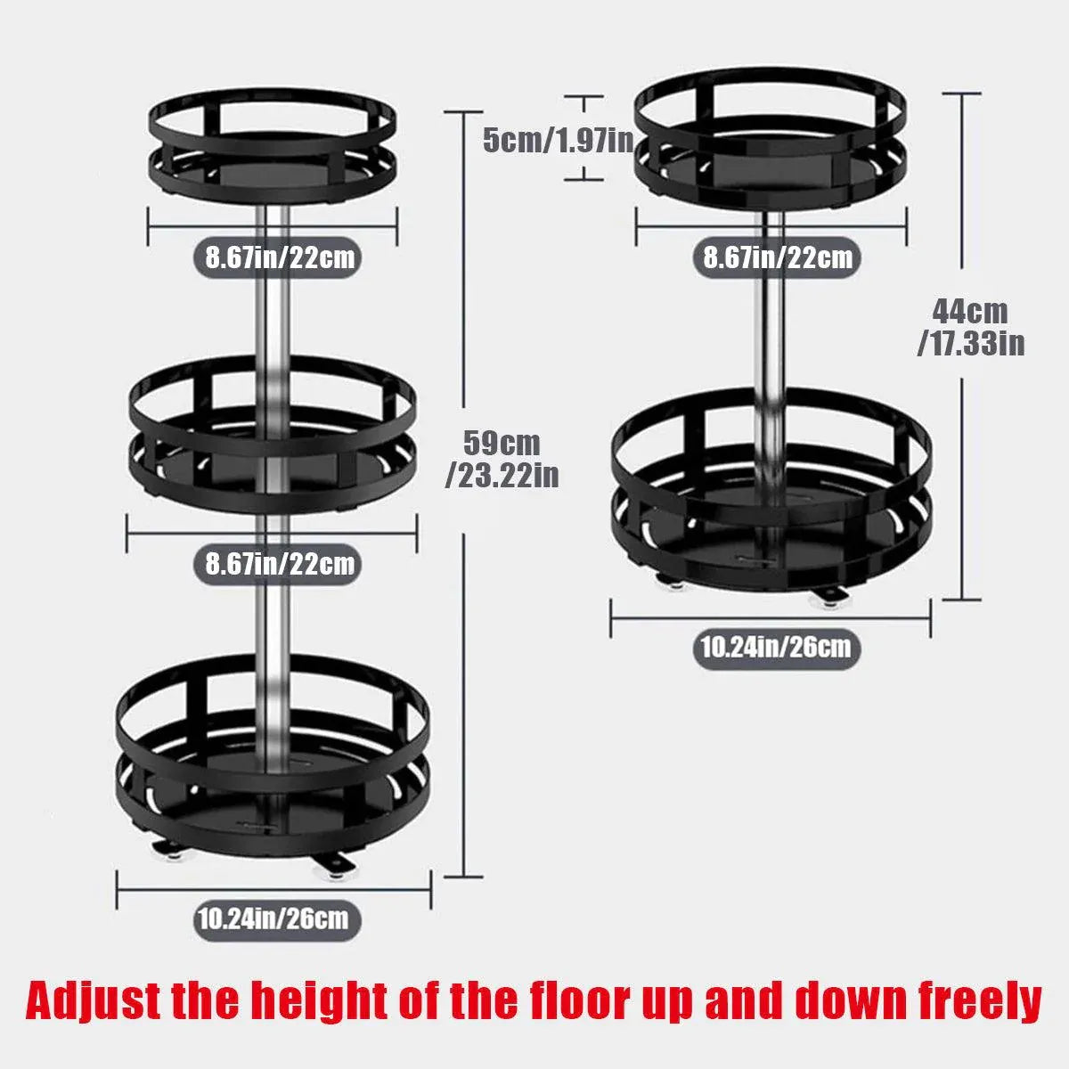Premium Rotating Spice Rack – Black Adjustable Double Layer