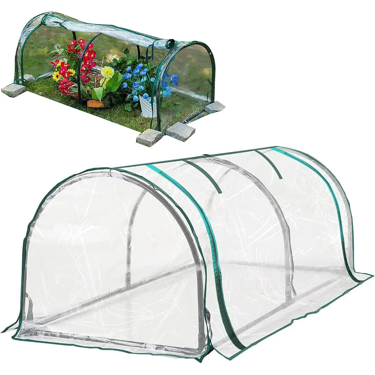 PVC Greenhouse Cover Replacement Plant Tent Garden Shelter 130 × 60 × 50 cm - Grid Style