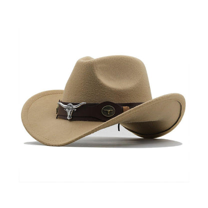 Black Vintage Woolen Felt Cowboy Hat - Classic Top Hat for Men